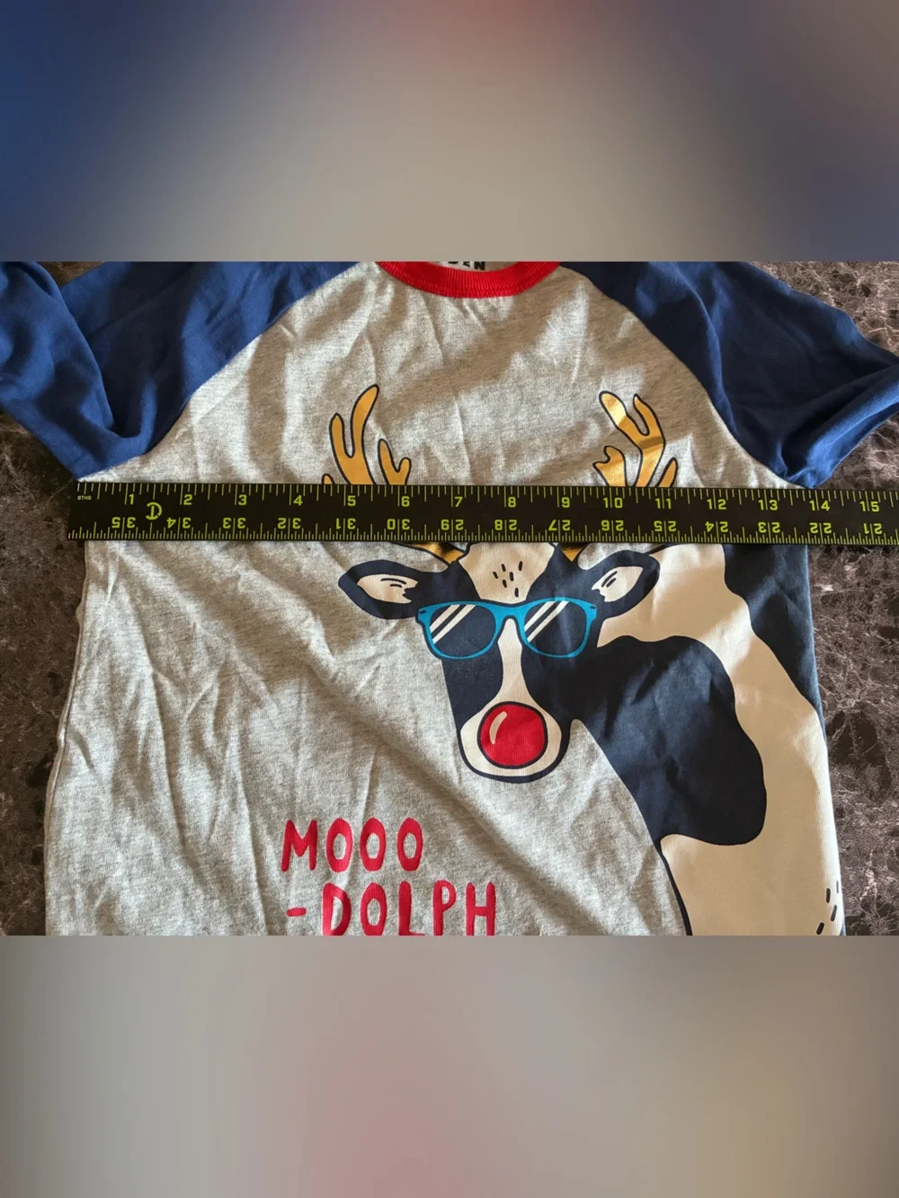 Mini Boden Mooo-Dolph Shirt 6-7 Christmas Reindeer Holiday